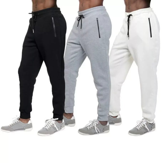 3 Piece Men's Fleece Lined Joggers with Zipper Pockets