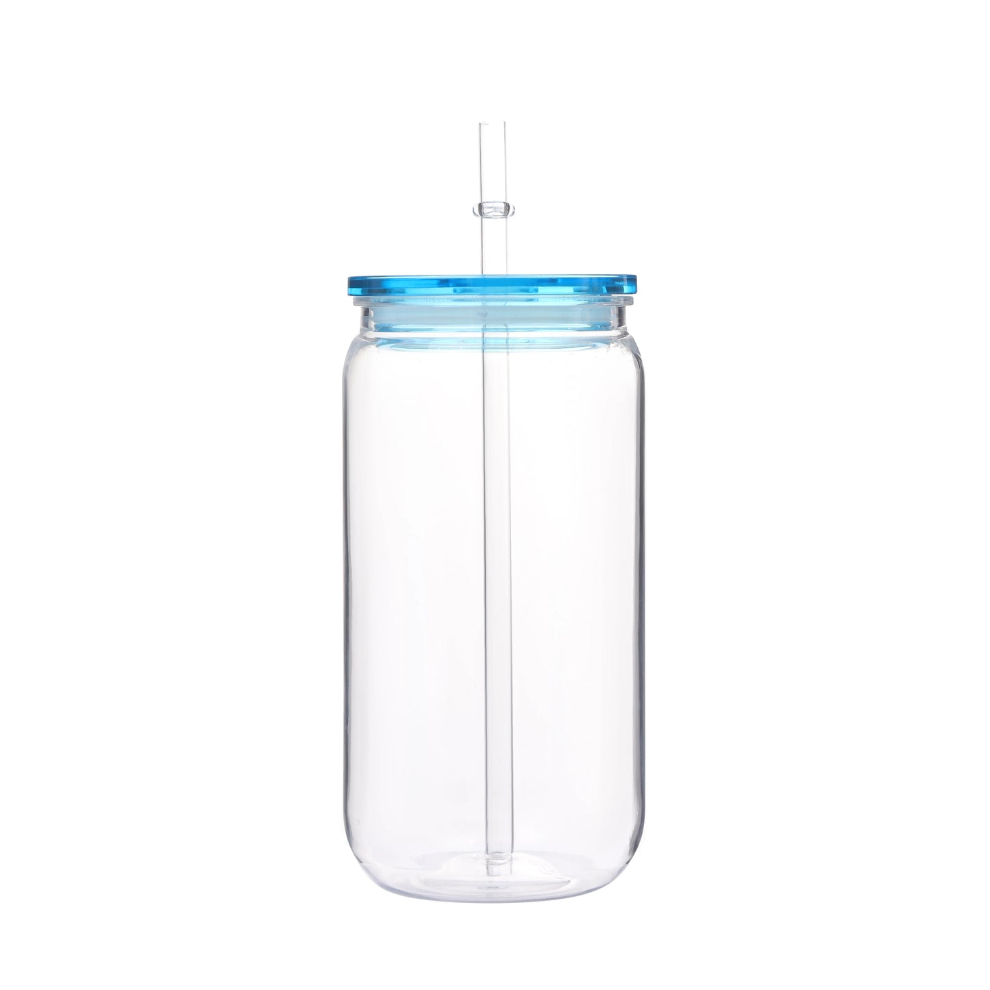 Clear 16 OZ Plastic Cup/Straw With Colored Lid