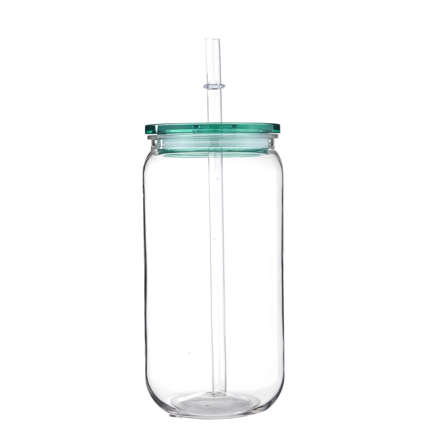 Clear 16 OZ Plastic Cup/Straw With Colored Lid