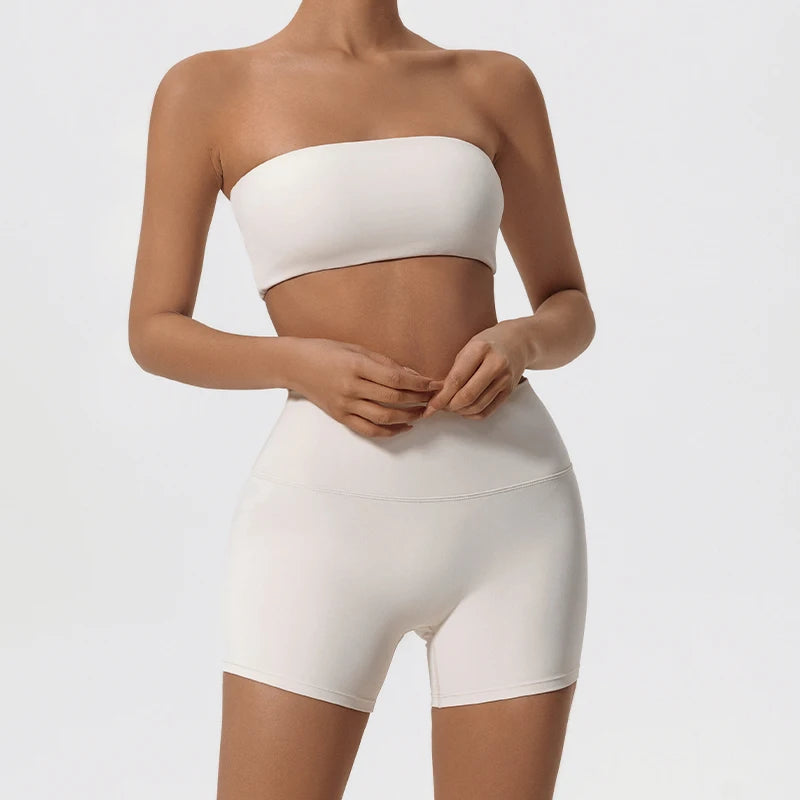 Two Piece Fitness Sport Set for Women with Strapless Bra for Yoga/Pilates/Gym