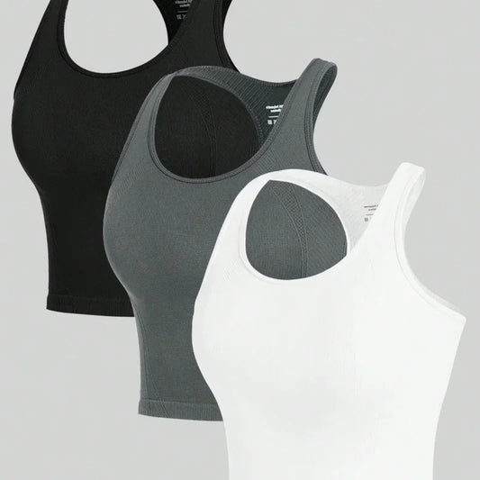 3 Pack Yoga Gym Sports Racerback Women's Crop Top Tank Top