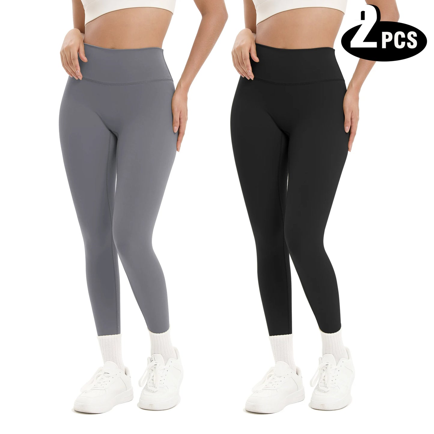 2 Pack Women's High Waisted Breathable Yoga Leggings Sports Pants