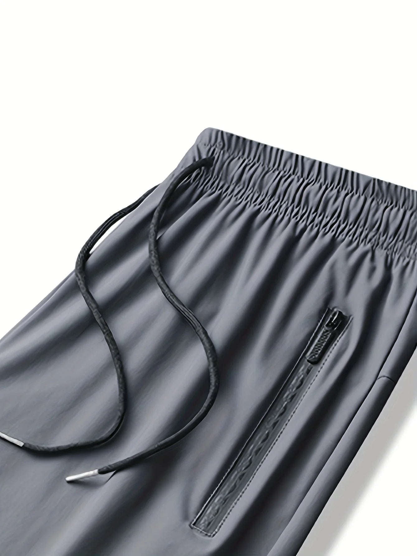 Men's Waist Drawstring Quick Dry Elastic Sport Gym Outdoor Pants with Zipper Pockets