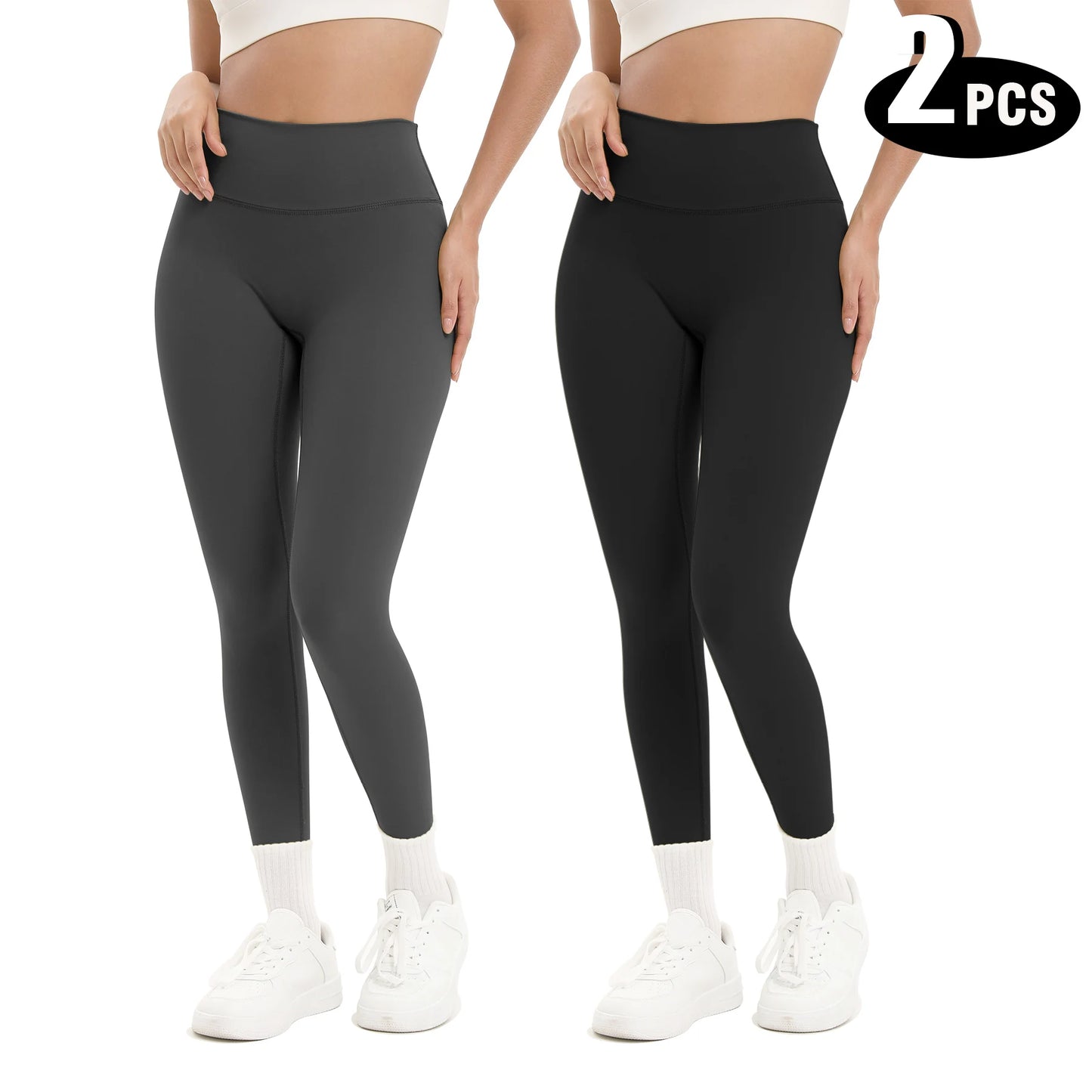 2 Pack Women's High Waisted Breathable Yoga Leggings Sports Pants