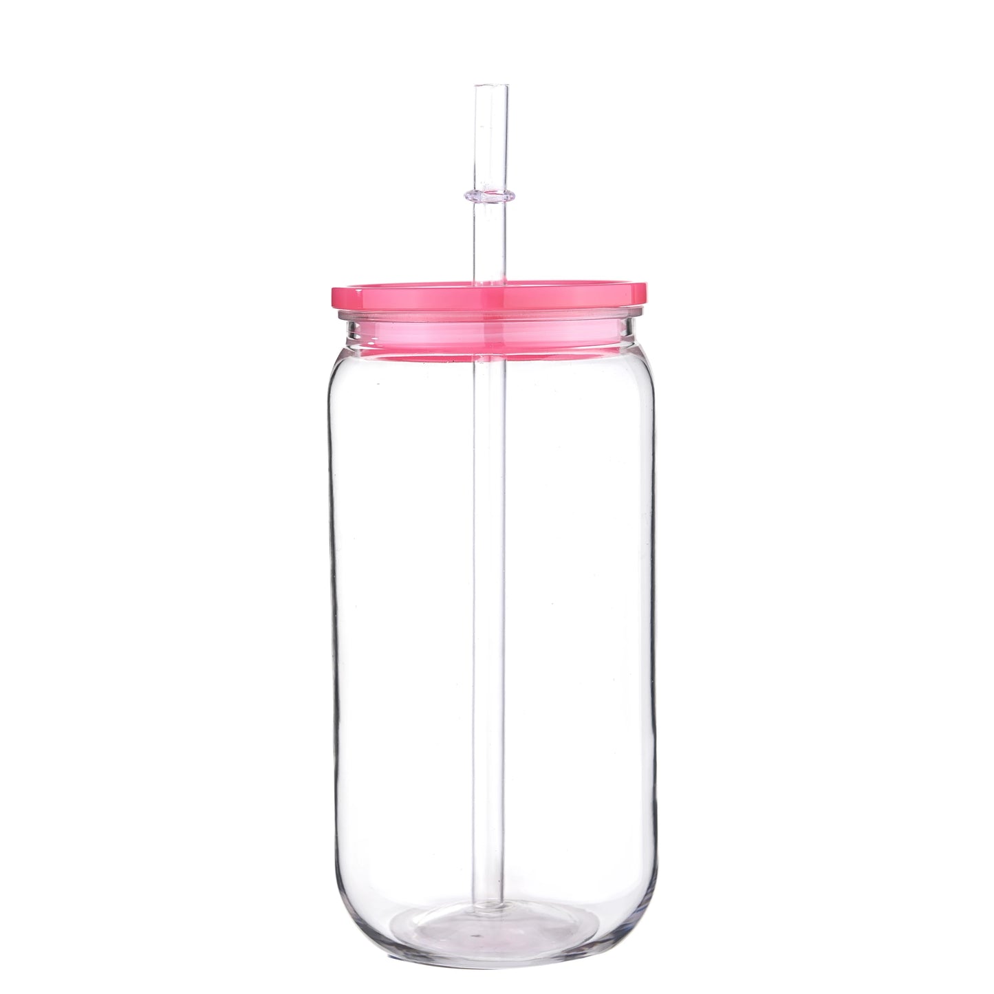 Clear 16 OZ Plastic Cup/Straw With Colored Lid