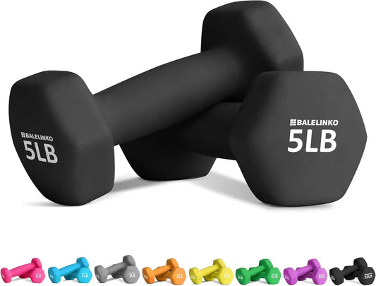 Pair of 5 LB Home Gym Workout Strength Training Dumbbell Weights