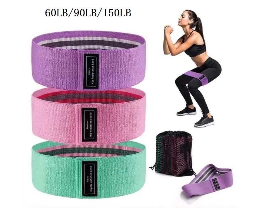 3 Piece Fabric Resistance Bands for Gym, Home Gym, Yoga and Pilates