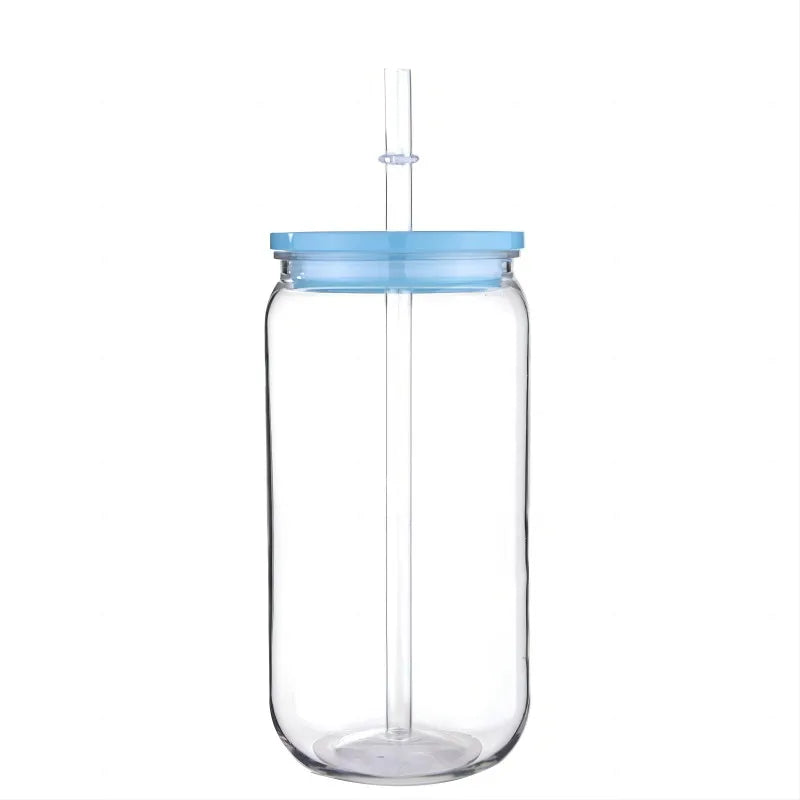 Clear 16 OZ Plastic Cup/Straw With Colored Lid